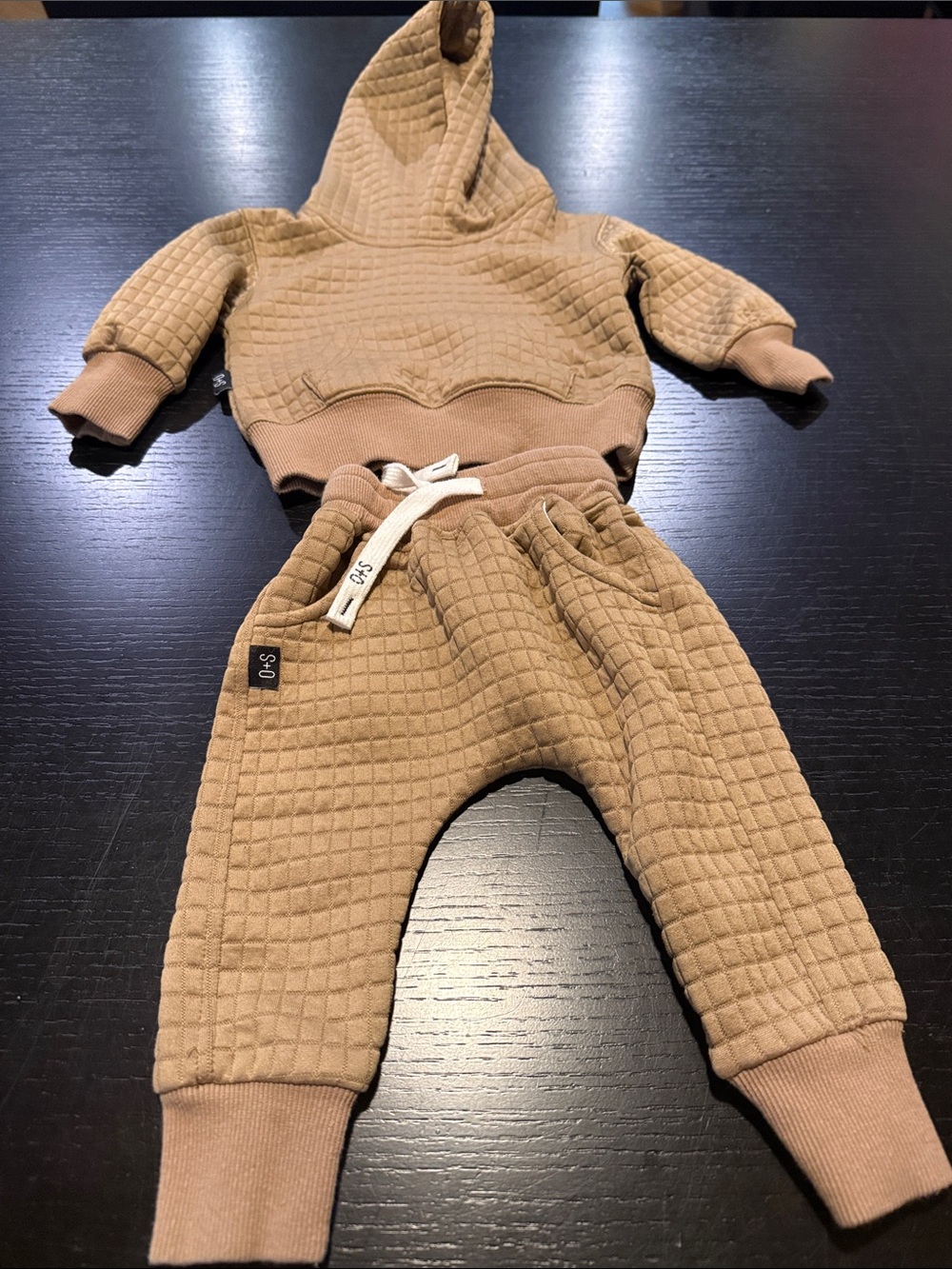JW ANDERSON Kids Quilted Hoodie & Joggers Set in Tan